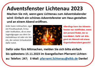 Adventskerzen umrahmt von text
