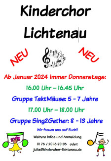 Informationen zu den zeiten der Kinderchöre