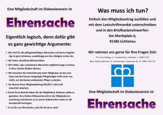 Flyer mit Argumenten für die Mitgliedschaft im Diakonieverein