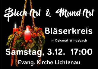 Plakat zum Konzert am 3.12.2022 um 17:00 Uhr. Auf einem Adventskranz brennen zwei Kerzen