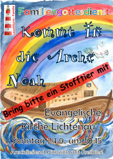Arche Noah mit Regenbogen