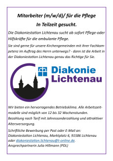 Stellenanzeige mit Diakonie Logo